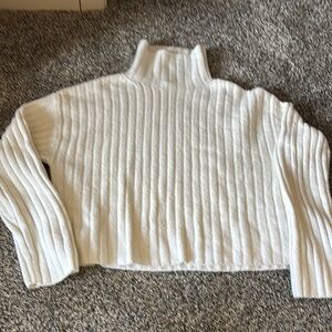 Women's White Ribbed Sweater